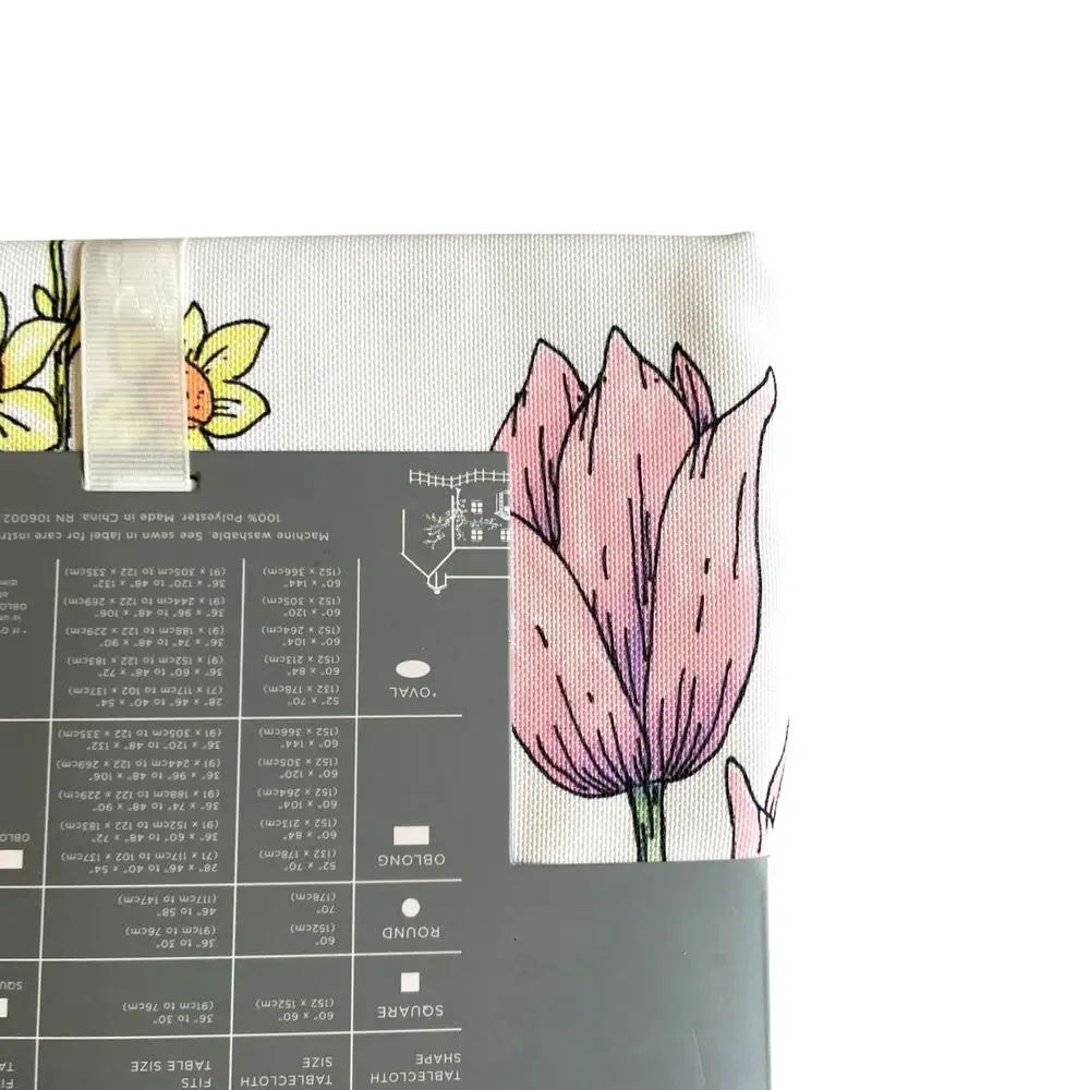 The Farmhouse Spring Floral Bunnies Easter Tablecloth 60x120 Pop of Color New